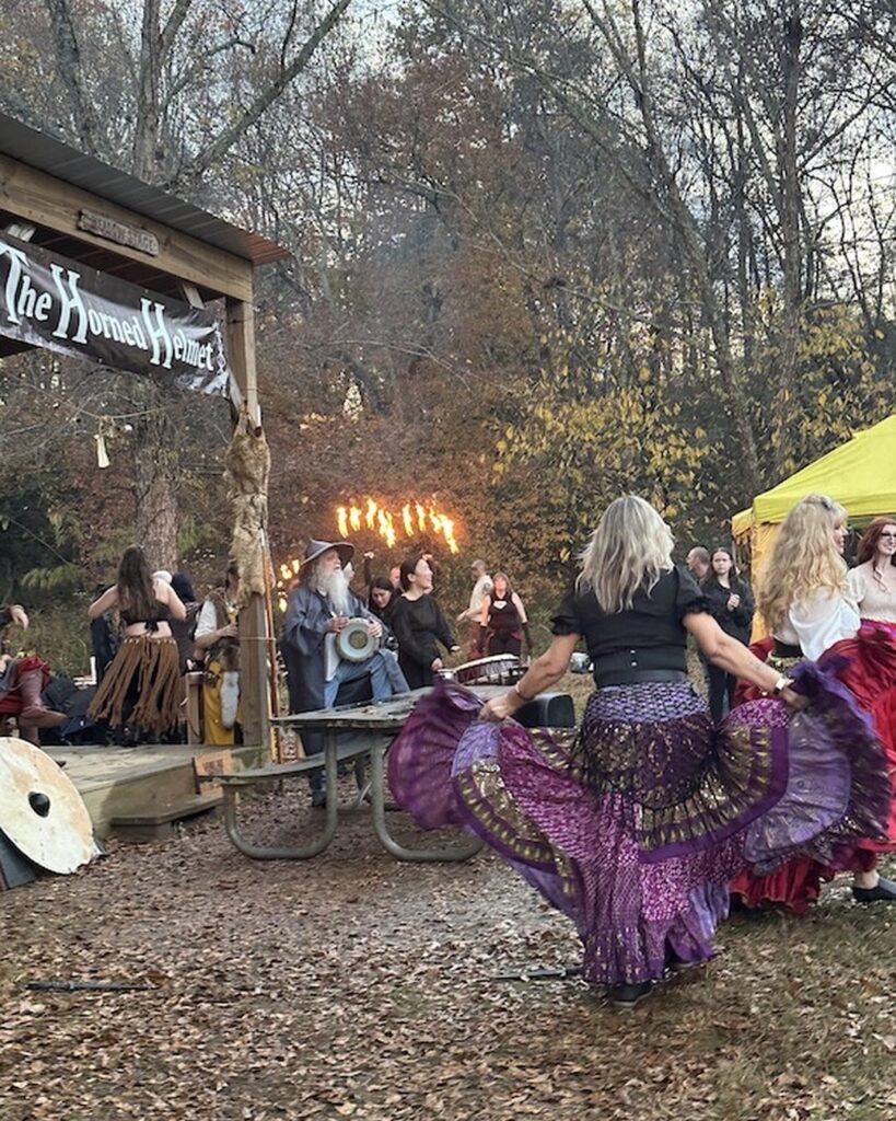 Costumed wizard character at Midgard at the Mill Viking festival