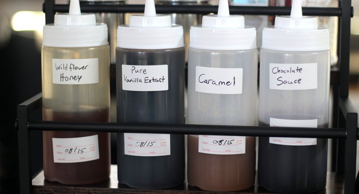 Homemade syrups at the Sip and Play Cafe coffee bar, Taylors SC