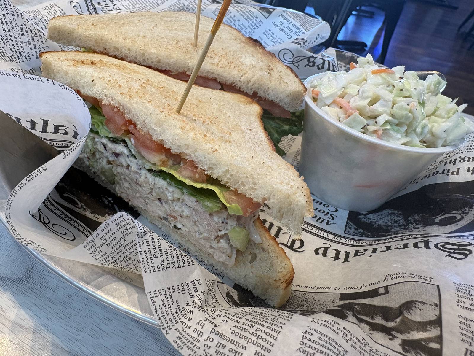 The Sandburg chicken salad sandwich on homemade sourdough at The Baker's Box Hendersonville NC