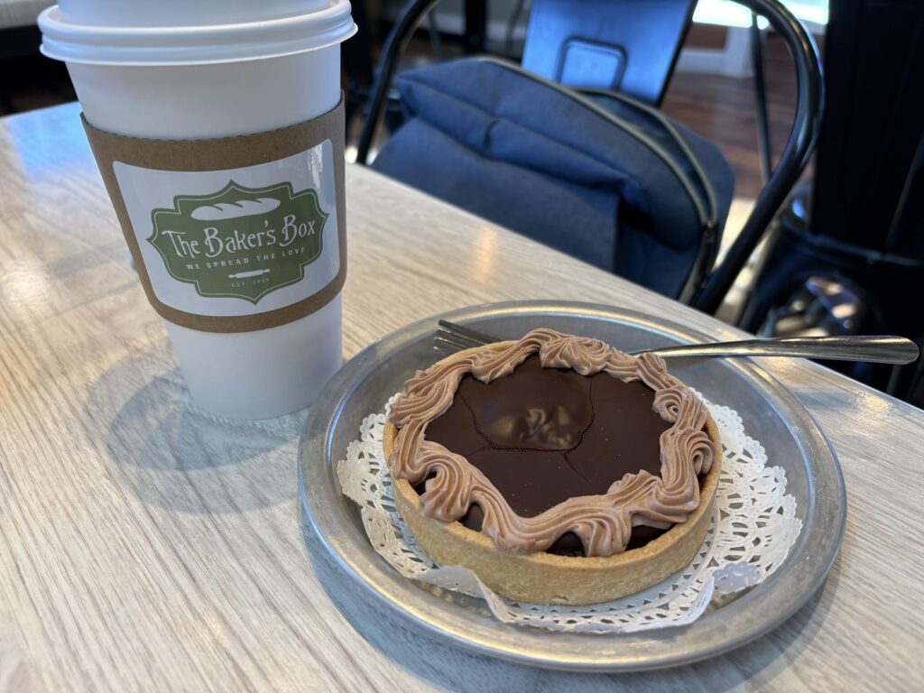 Chocolate mousse tart dessert at The Baker's Box in Hendersonville NC