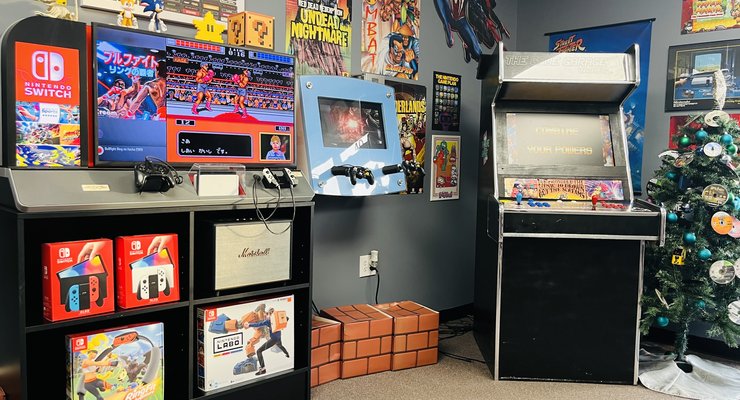 Shelves of retro and modern games at The Game Garage Spartanburg SC