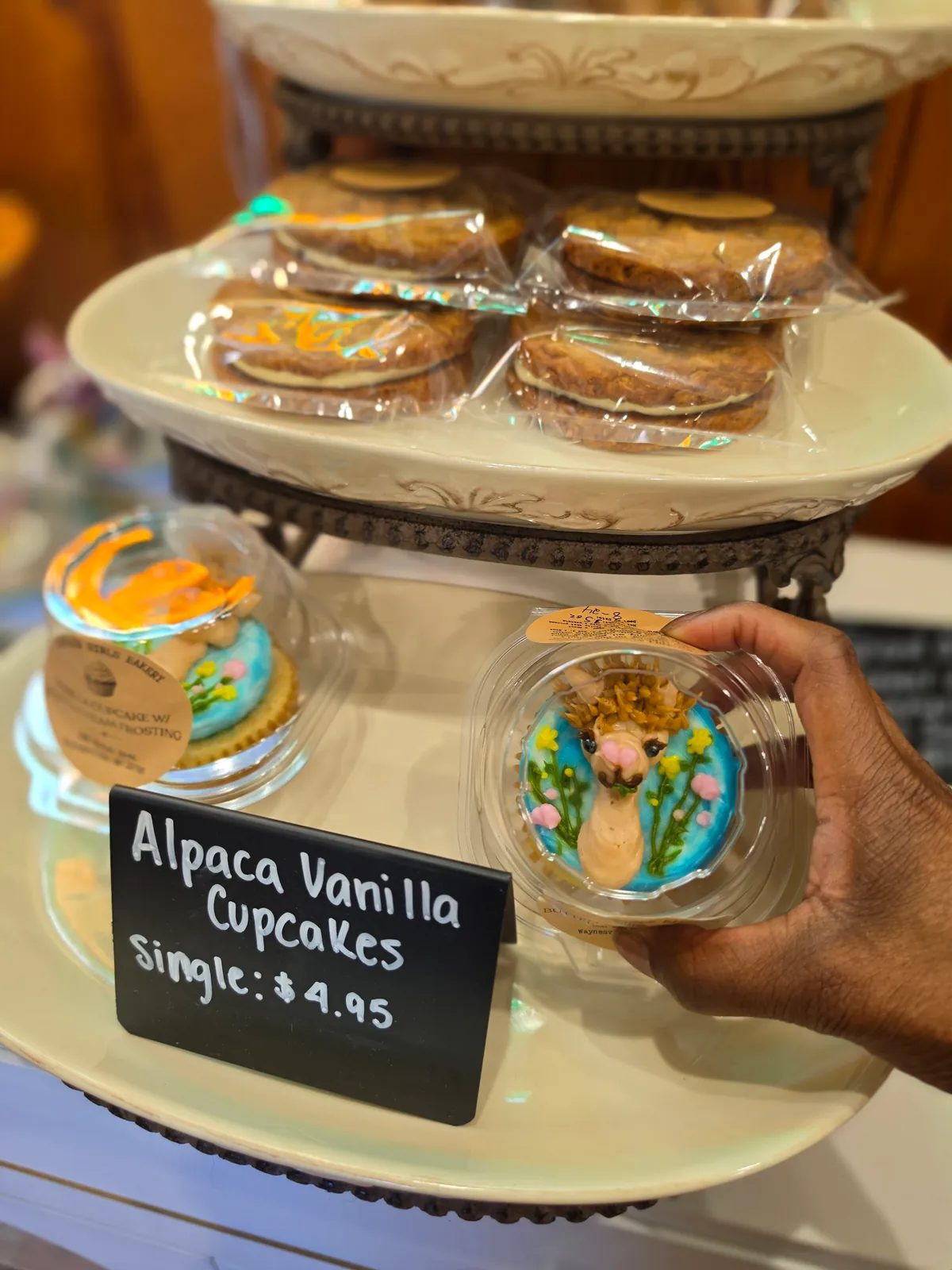 Adorable alpaca cupcakes from Mountain Girls Bakery at Winchester Creek Farm