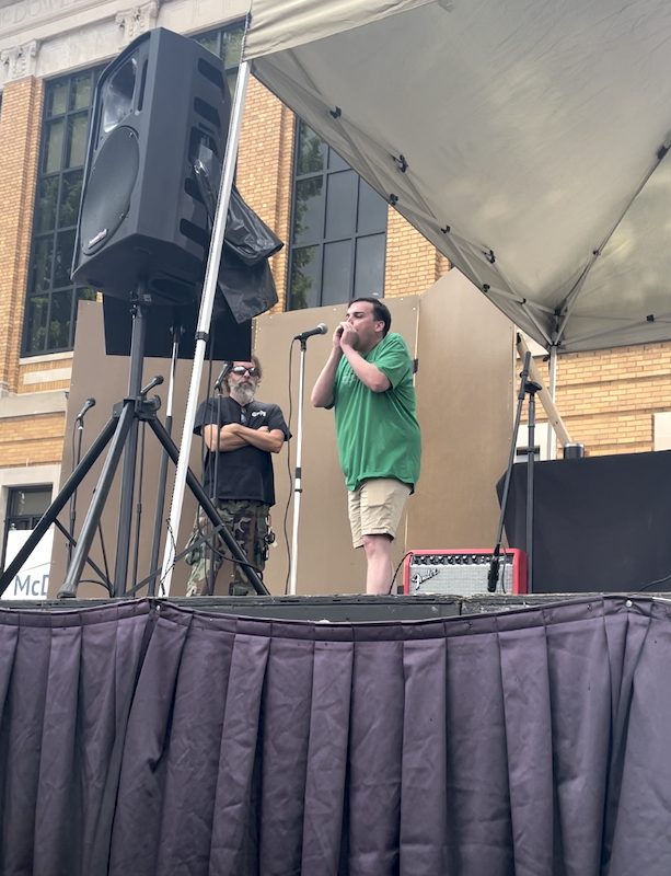 Participants in the Bigfoot Calling Contest at the WNC Bigfoot Festival in Marion, NC