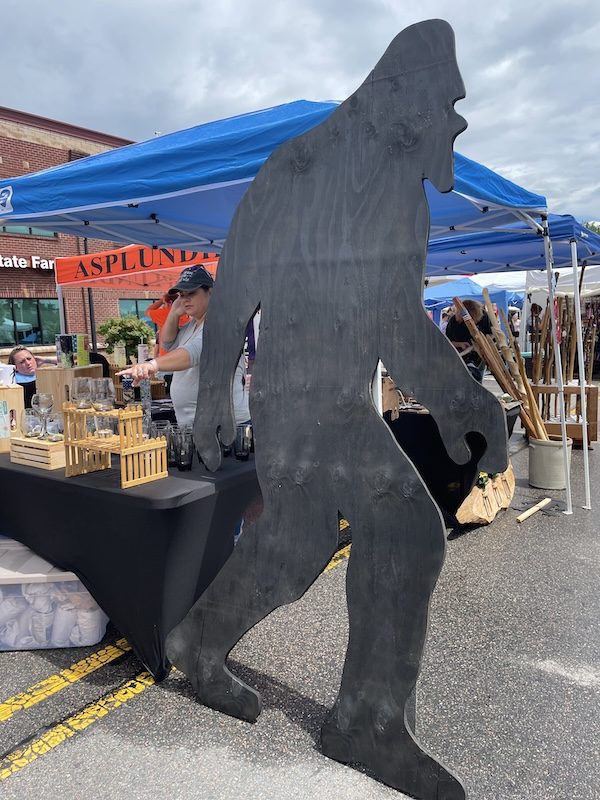 Bigfoot festival decor and cutout photo opportunity at the WNC Bigfoot Festival in Marion, NC