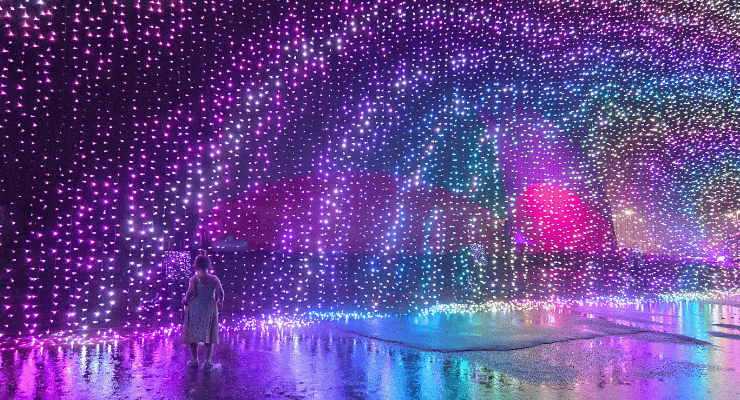 Huge light wall at Pumpkins at Callaway Gardens